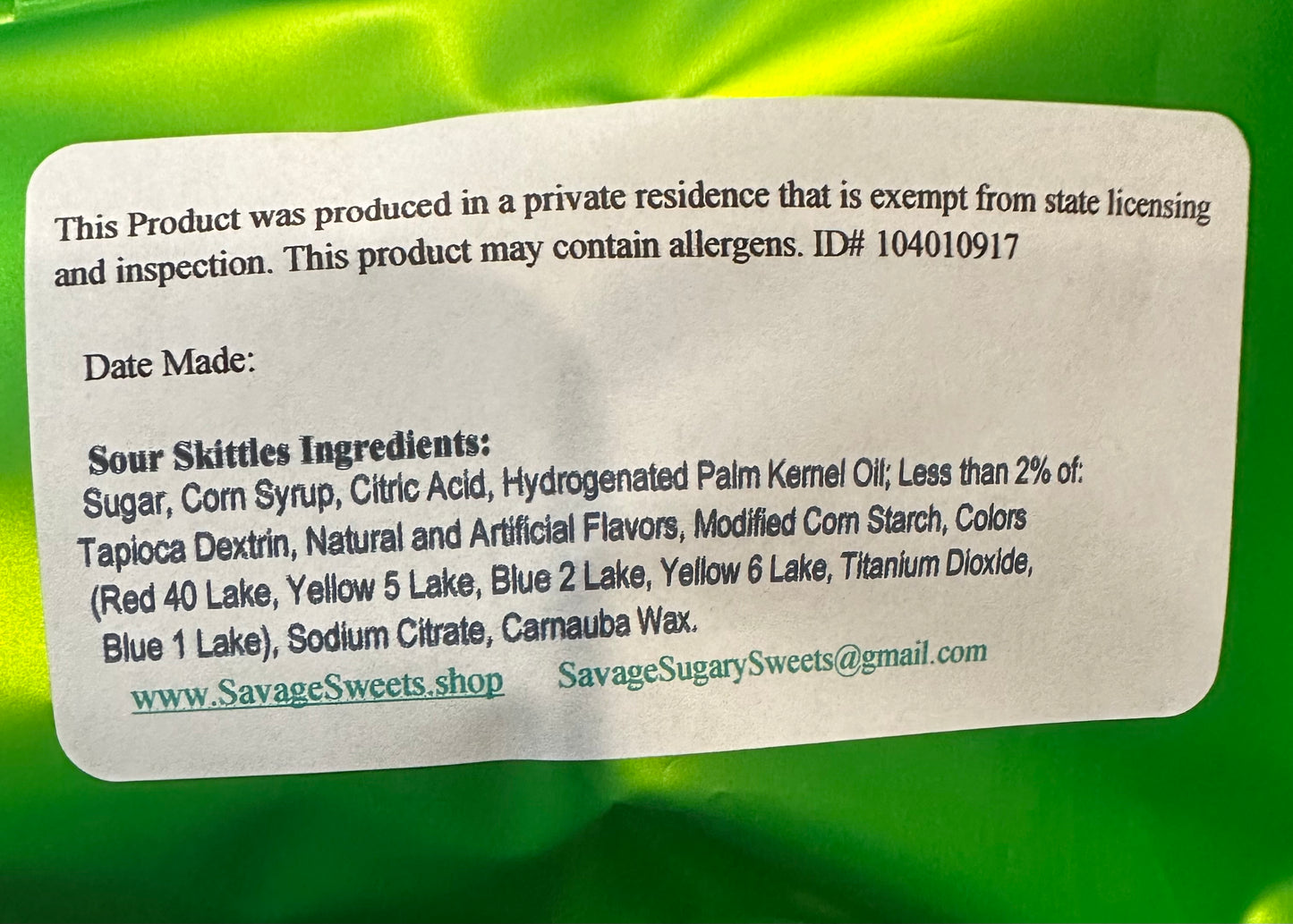 Freeze dried Sour Skittles