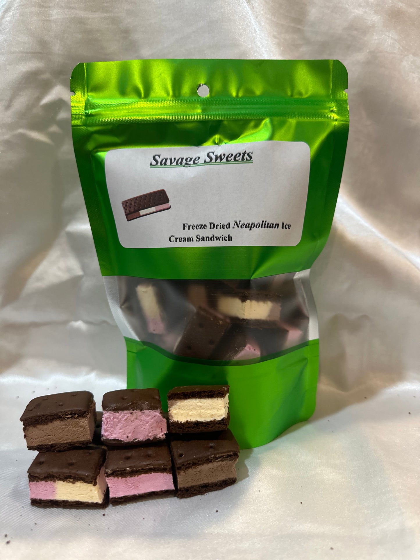 Freeze dried Neapolitan Ice Cream Sandwiches