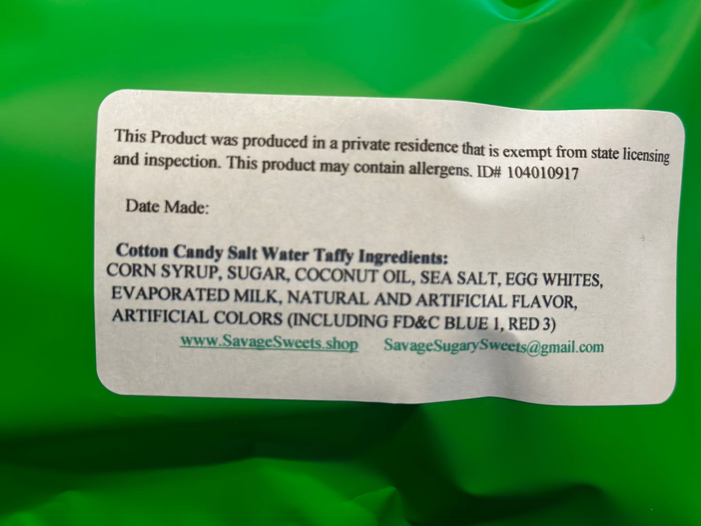 Freeze dried Cotton Candy Taffy